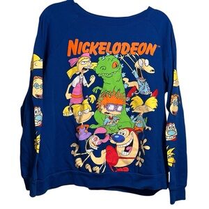 NICKELODEON Juniors XXL (19) Character Sweatshirt Characters on Sleeves Y2K
